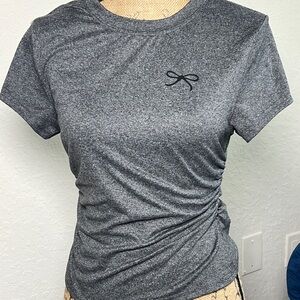 Heather Gray Short Sleeve Ruched Tee for Women
